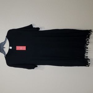 NWT Romwe Black Short Sleeve T-Shirt Dress With Tassel Hem XXL Casual Minimalist